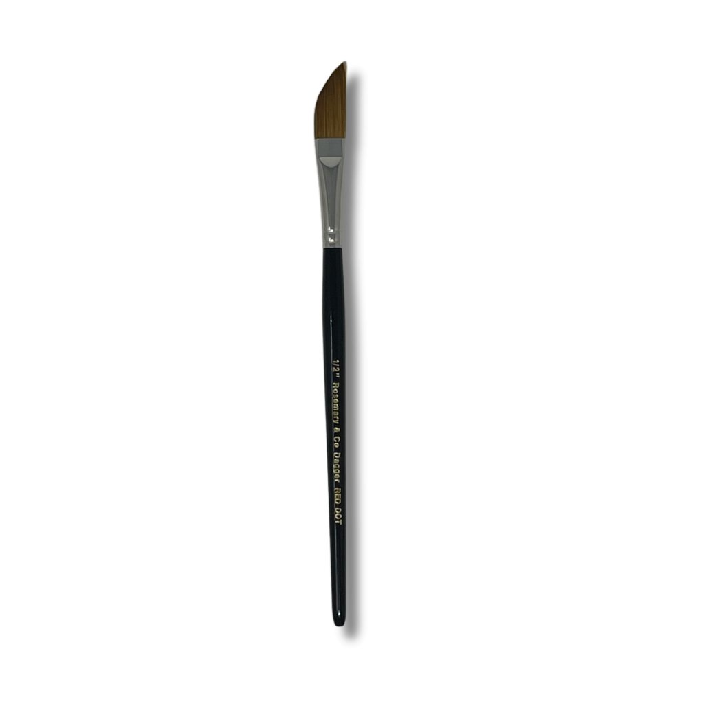 Rosemary & Co - Short Handle - Red Dot Synthetic Sable, Dagger 1/2" - The Merri Artist - merriartist.com
