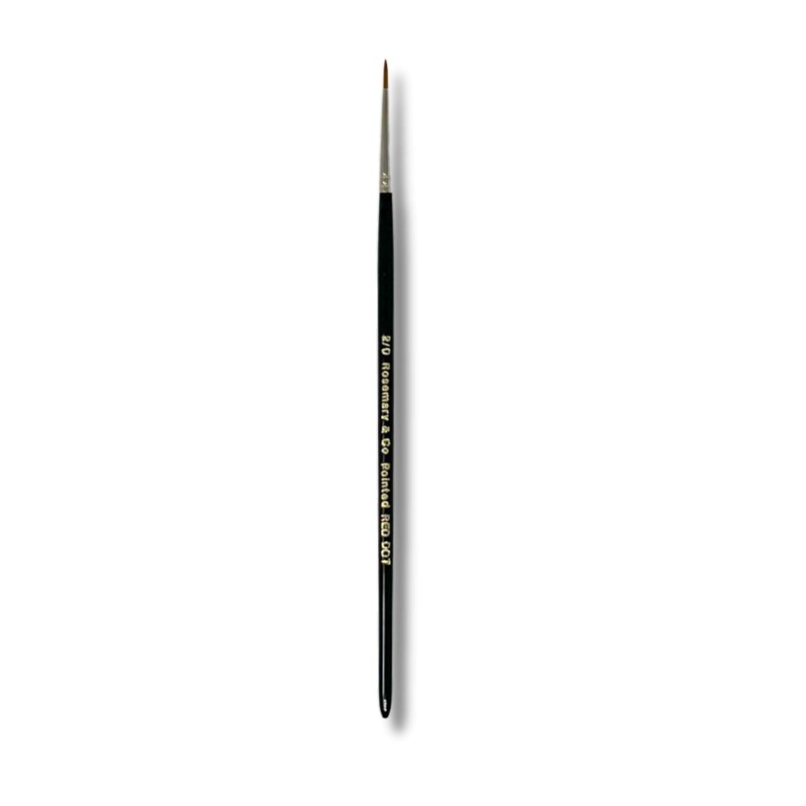 Rosemary & Co - Short Handle - Red Dot Synthetic Sable, Pointed Round #2/0