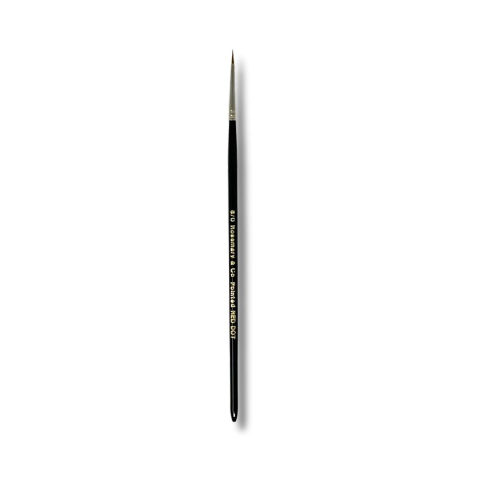 Rosemary & Co - Short Handle - Red Dot Synthetic Sable, Pointed Round #3/0