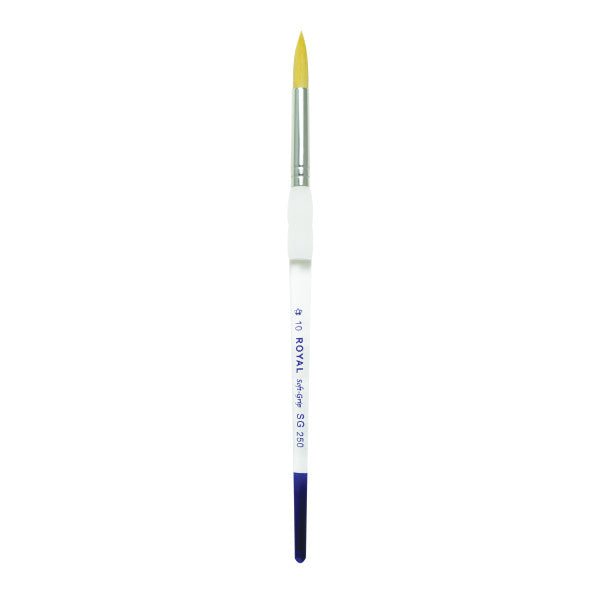 Royal Brush Soft - Grip Golden Taklon Brush, Round, 10 - The Merri Artist - merriartist.com