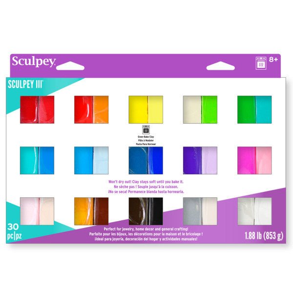 Sculpey III Sampler Pack, 30 x 1 oz - The Merri Artist - merriartist.com