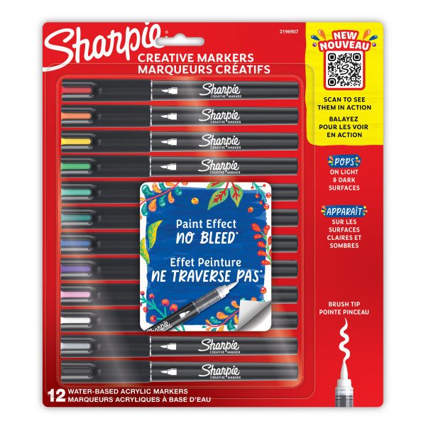 Sharpie Creative Markers Sets, Brush Tip 12 Color Assorted Set - The Merri Artist - merriartist.com