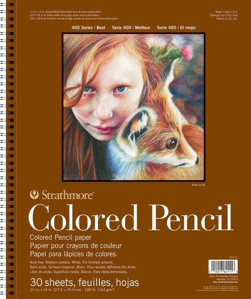 Strathmore Colored Pencil Pad - 30 sheets, Wirebound, Micro - perforated - 11X14 inch - The Merri Artist - merriartist.com