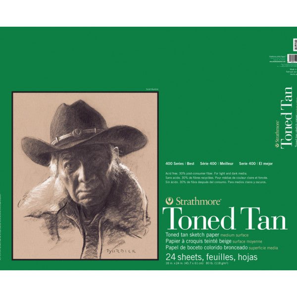Strathmore Toned Sketch Paper Pad - 400 Series 18" x 24" - Tan 24 Sheets - The Merri Artist - merriartist.com