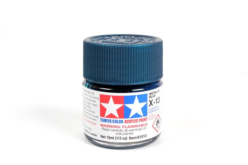 Tamiya Mini Acrylic 10 ml - X - 13 Metallic Blue Gloss Finish - The Merri Artist - merriartist.com