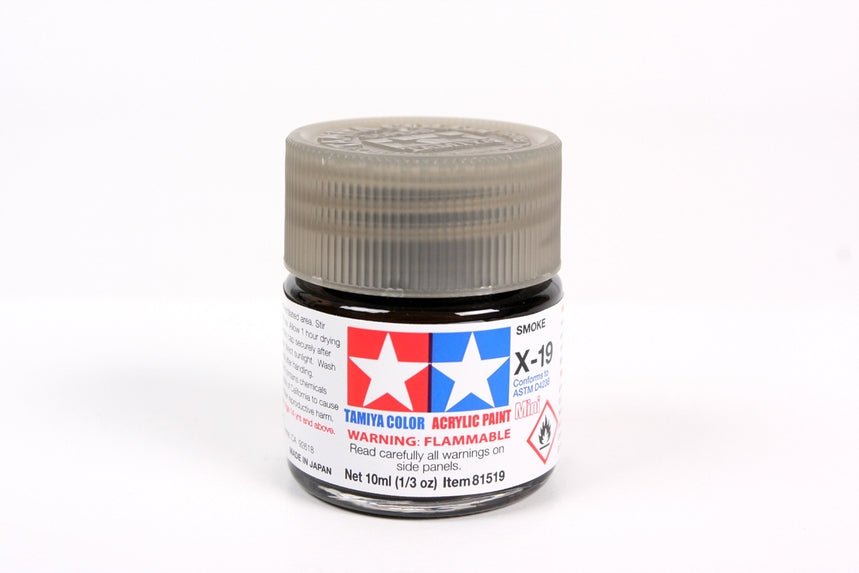 Tamiya Mini Acrylic 10 ml - X - 19 Smoke Gloss Finish - The Merri Artist - merriartist.com