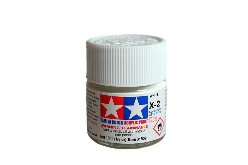 Tamiya Mini Acrylic 10 ml - X - 2 White Gloss Finish - The Merri Artist - merriartist.com
