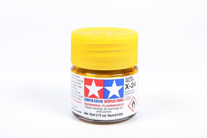 Tamiya Mini Acrylic 10 ml - X - 24 Clear Yellow Gloss Finish - The Merri Artist - merriartist.com