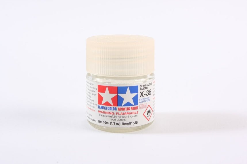 Tamiya Mini Acrylic 10 ml - X - 35 Semi Gloss Clear Acrylic Finish - The Merri Artist - merriartist.com