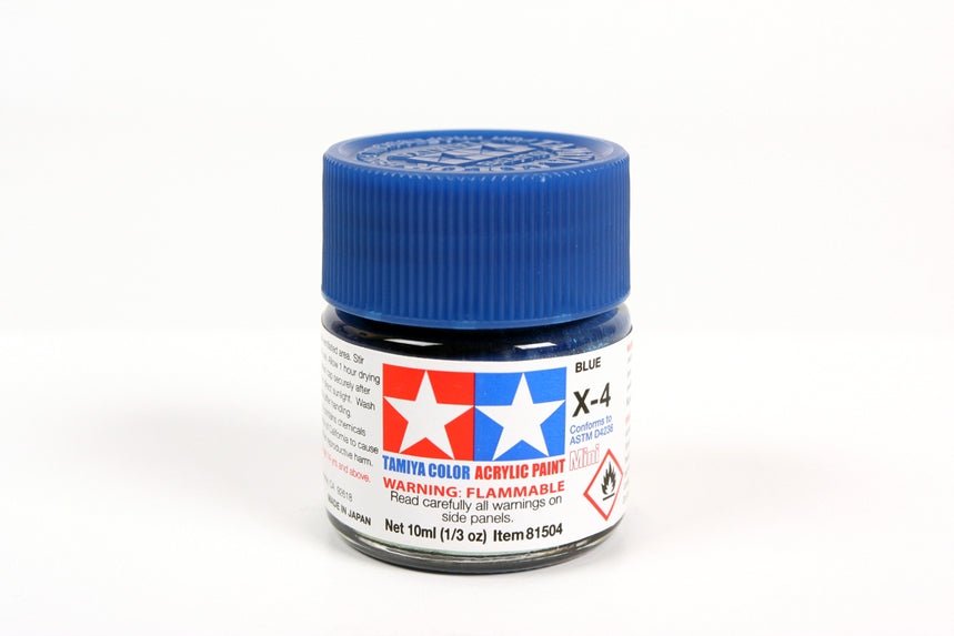 Tamiya Mini Acrylic 10 ml - X - 4 Blue Gloss Finish - The Merri Artist - merriartist.com