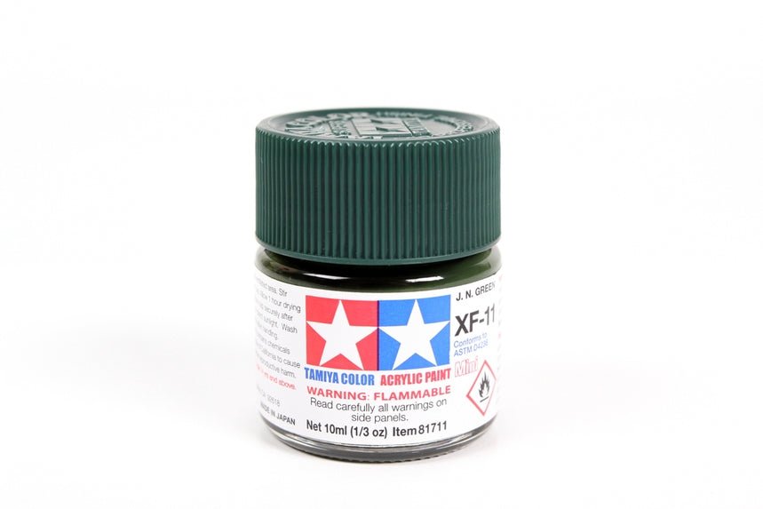 Tamiya Mini Acrylic 10 ml - XF - 11 J.N. Green Matte Finish - The Merri Artist - merriartist.com