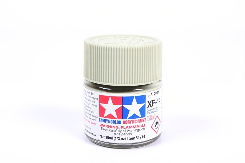 Tamiya Mini Acrylic 10 ml - XF - 14 J.A. Gray Matte Finish - The Merri Artist - merriartist.com