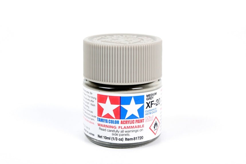 Tamiya Mini Acrylic 10 ml - XF - 20 Medium Gray Matte Finish - The Merri Artist - merriartist.com