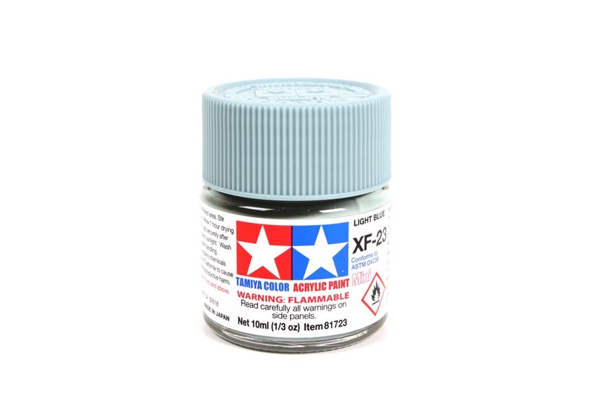 Tamiya Mini Acrylic 10 ml - XF - 23 Light Blue Matte Finish - The Merri Artist - merriartist.com