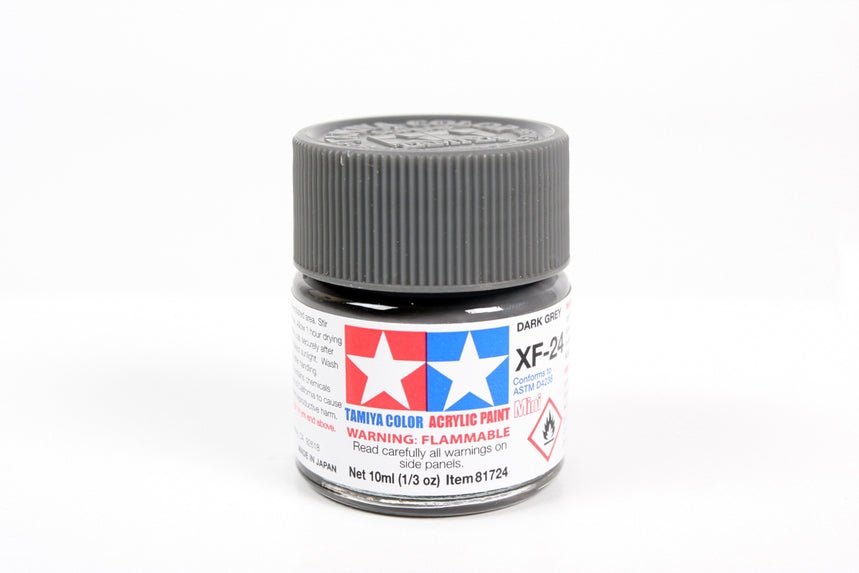 Tamiya Mini Acrylic 10 ml XF - 24 - Dark Gray Matte Finish - The Merri Artist - merriartist.com