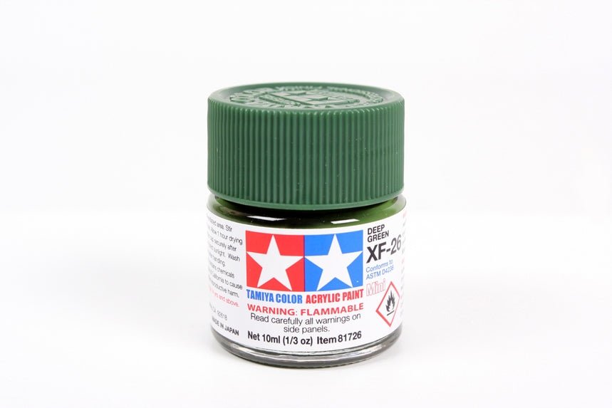 Tamiya Mini Acrylic 10 ml - XF - 26 Deep Green Matte Finish - The Merri Artist - merriartist.com