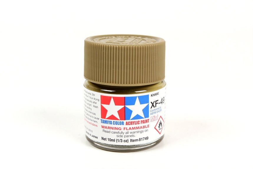 Tamiya Mini Acrylic 10 ml - XF - 49 Khaki Matte Finish - The Merri Artist - merriartist.com