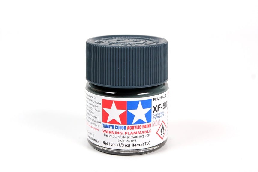 Tamiya Mini Acrylic 10 ml - XF - 50 Field Blue Matte Finish - The Merri Artist - merriartist.com