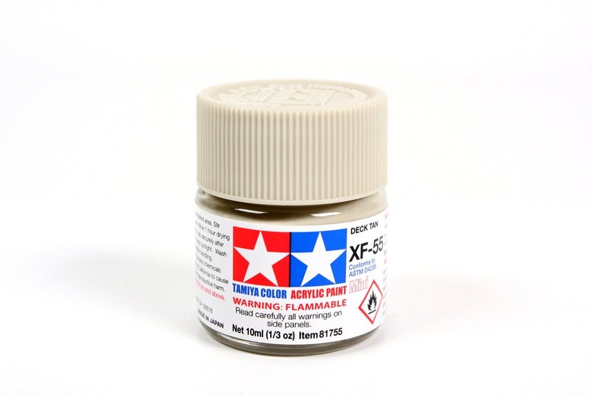 Tamiya Mini Acrylic 10 ml - XF - 55 Deck Tan Matte Finish - The Merri Artist - merriartist.com
