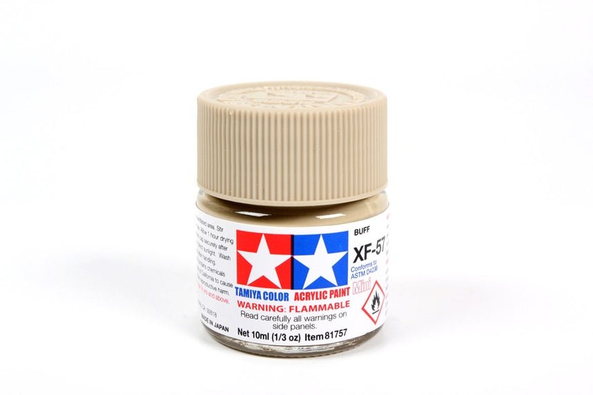 Tamiya Mini Acrylic 10 ml - XF - 57 Buff Matte Finish - The Merri Artist - merriartist.com