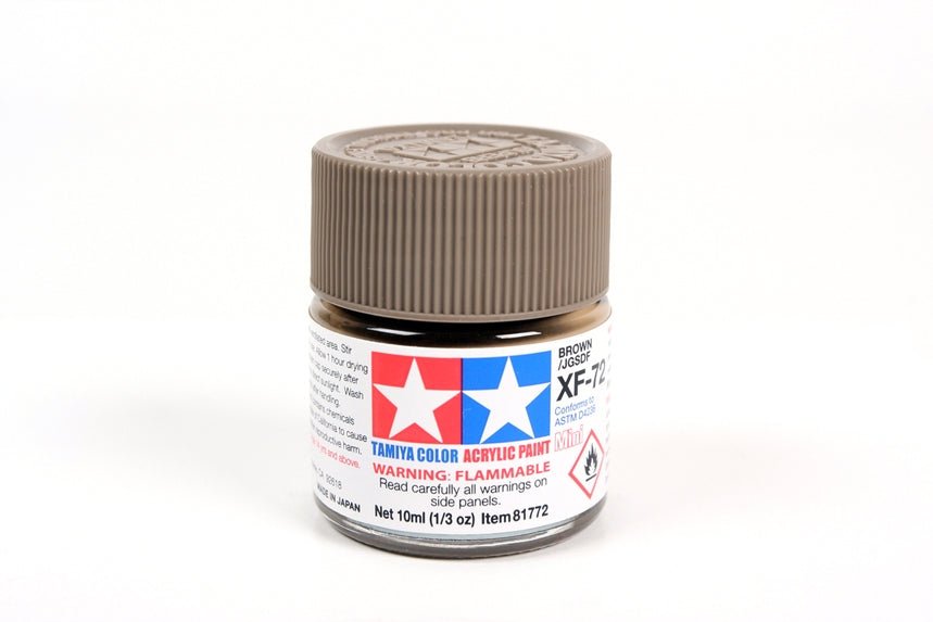 Tamiya Mini Acrylic 10 ml - XF - 72 Brown (JGSDF) Matte Finish - The Merri Artist - merriartist.com