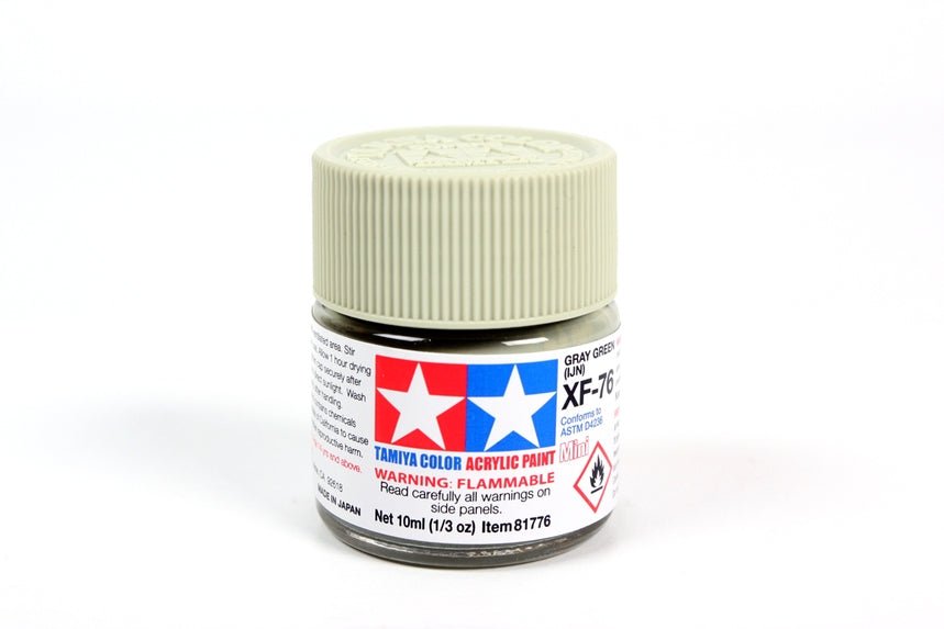 Tamiya Mini Acrylic 10 ml - XF - 76 IJN Gray - Green Matte Finish - The Merri Artist - merriartist.com