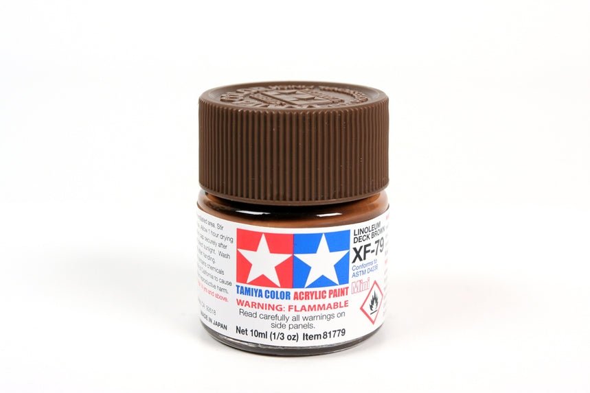 Tamiya Mini Acrylic 10 ml - XF - 79 Linoleum Deck Brown Matte Finish - The Merri Artist - merriartist.com