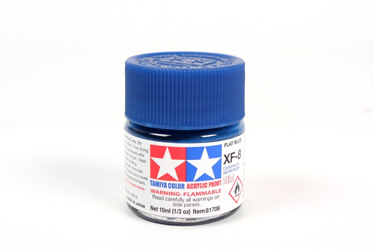 Tamiya Mini Acrylic 10 ml - XF - 8 Flat Blue Matte Finish - The Merri Artist - merriartist.com