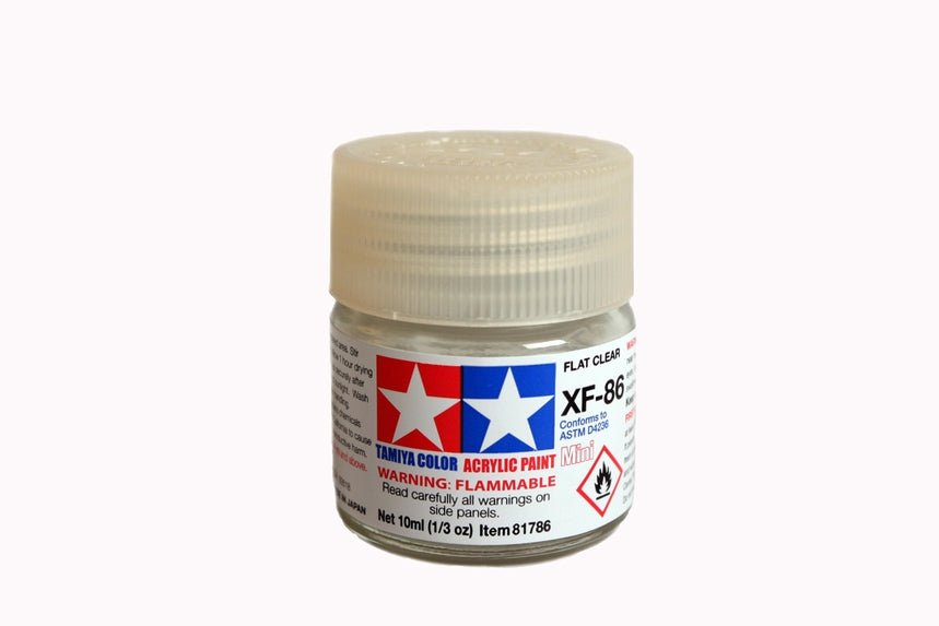 Tamiya Mini Acrylic 10 ml XF - 86 Flat Clear Matte Finish - The Merri Artist - merriartist.com