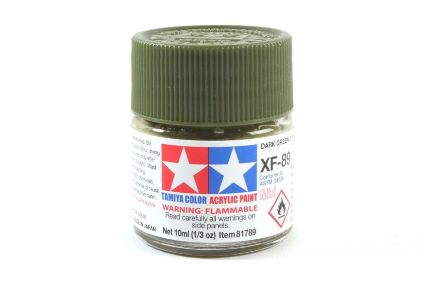 Tamiya Mini Acrylic 10 ml XF - 89 Dark Green 2 Matte Finish - The Merri Artist - merriartist.com
