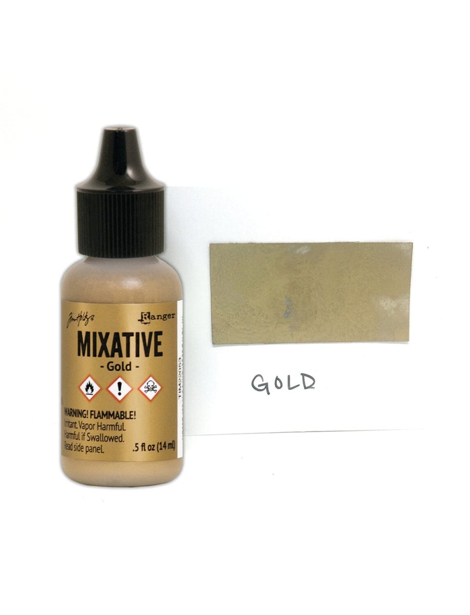 Tim Holtz Alcohol Ink Mixative .5oz - Gold Metallic - The Merri Artist - merriartist.com