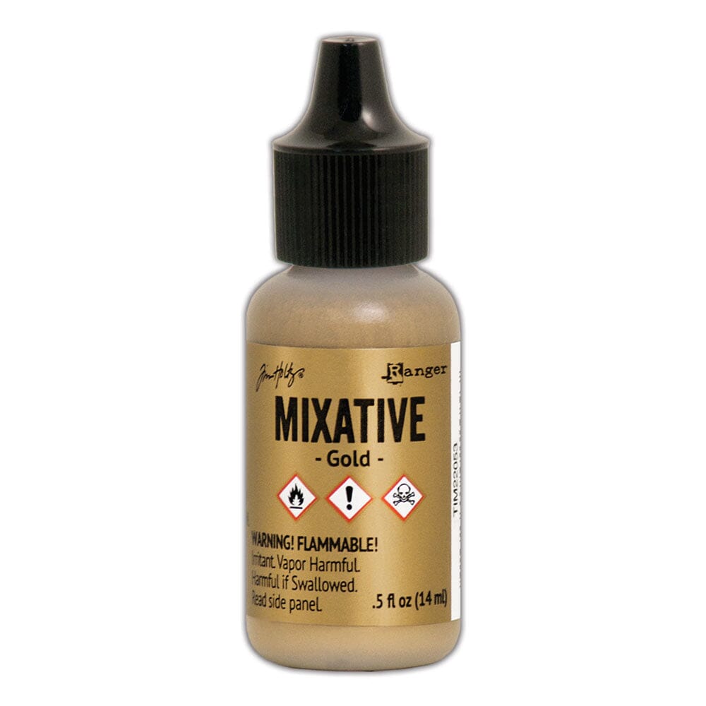 Tim Holtz Alcohol Ink Mixative .5oz - Gold Metallic - The Merri Artist - merriartist.com