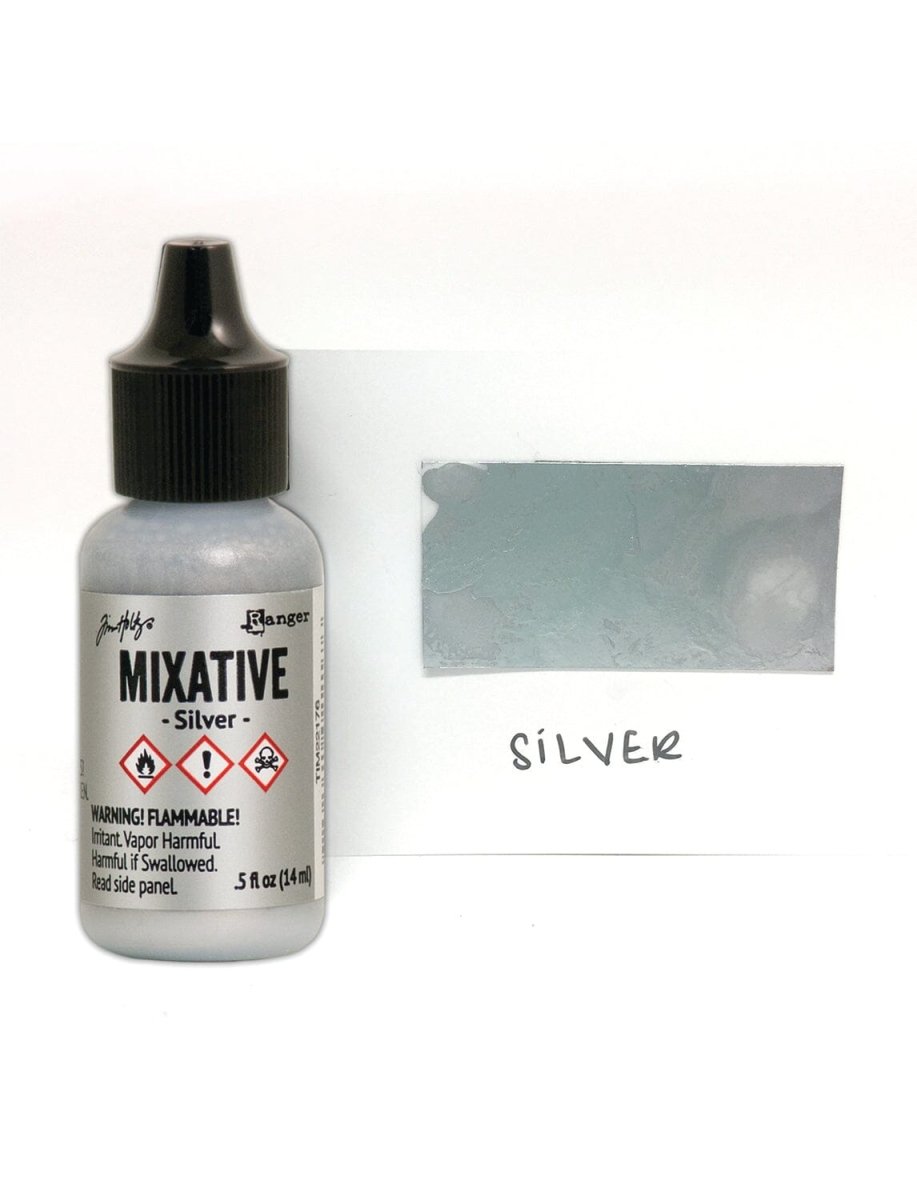 Tim Holtz Alcohol Ink Mixative .5oz - Silver Metallic - The Merri Artist - merriartist.com