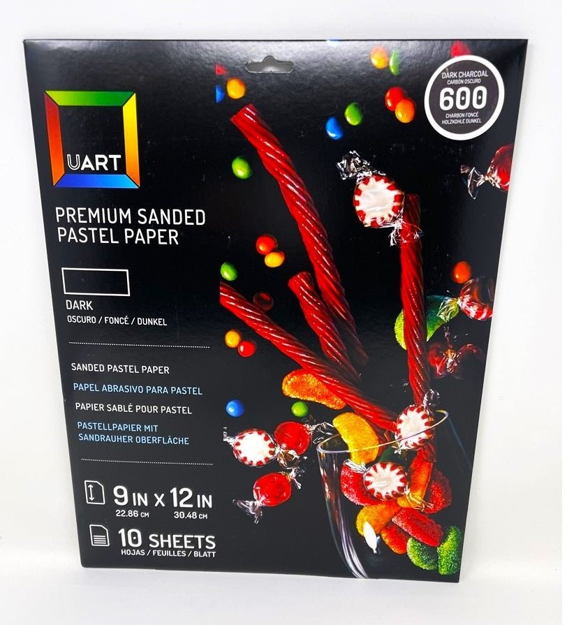UART Sanded Pastel Paper 600 Grade - Dark (Dark Charcoal) - 9" x 12" - Pack of 10 Sheets - The Merri Artist - merriartist.com