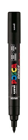 uni POSCA Acrylic Paint Marker - PC - 5BR Felt Brush Tip - Black - The Merri Artist - merriartist.com