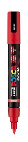uni POSCA Acrylic Paint Marker - PC - 5BR Felt Brush Tip - Red - The Merri Artist - merriartist.com