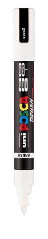 uni POSCA Acrylic Paint Marker - PC - 5BR Felt Brush Tip - White - The Merri Artist - merriartist.com