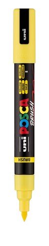 uni POSCA Acrylic Paint Marker - PC - 5BR Felt Brush Tip - Yellow - The Merri Artist - merriartist.com