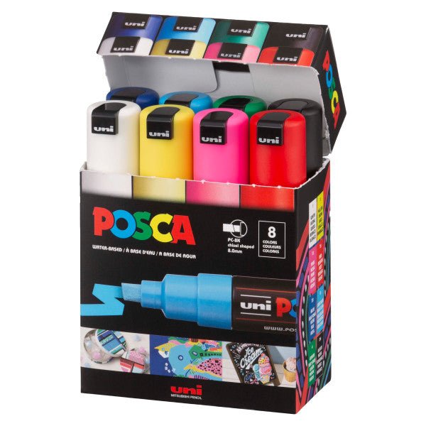 uni POSCA Acrylic Paint Marker - PC - 8K Broad - 8 Color Set - The Merri Artist - merriartist.com