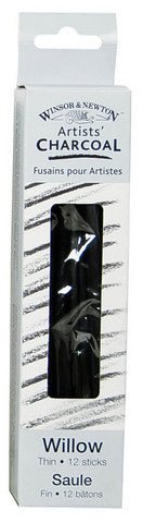 Winsor & Newton Willow Charcoal - Box of 12 thin sticks - The Merri Artist - merriartist.com