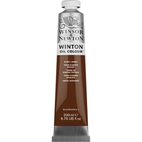Winsor & Newton Winton Oil Paint - Burnt Umber 200 ml - The Merri Artist - merriartist.com