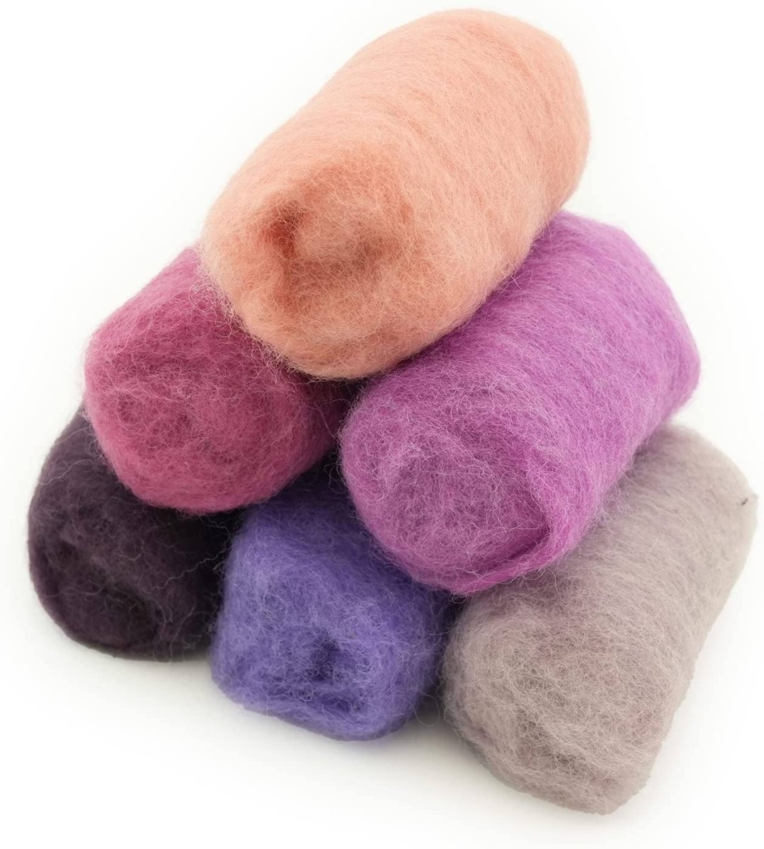 Woolbuddy - Corriedale Wool Fiber Sampler – Natural Roving - Pink Purple - The Merri Artist - merriartist.com