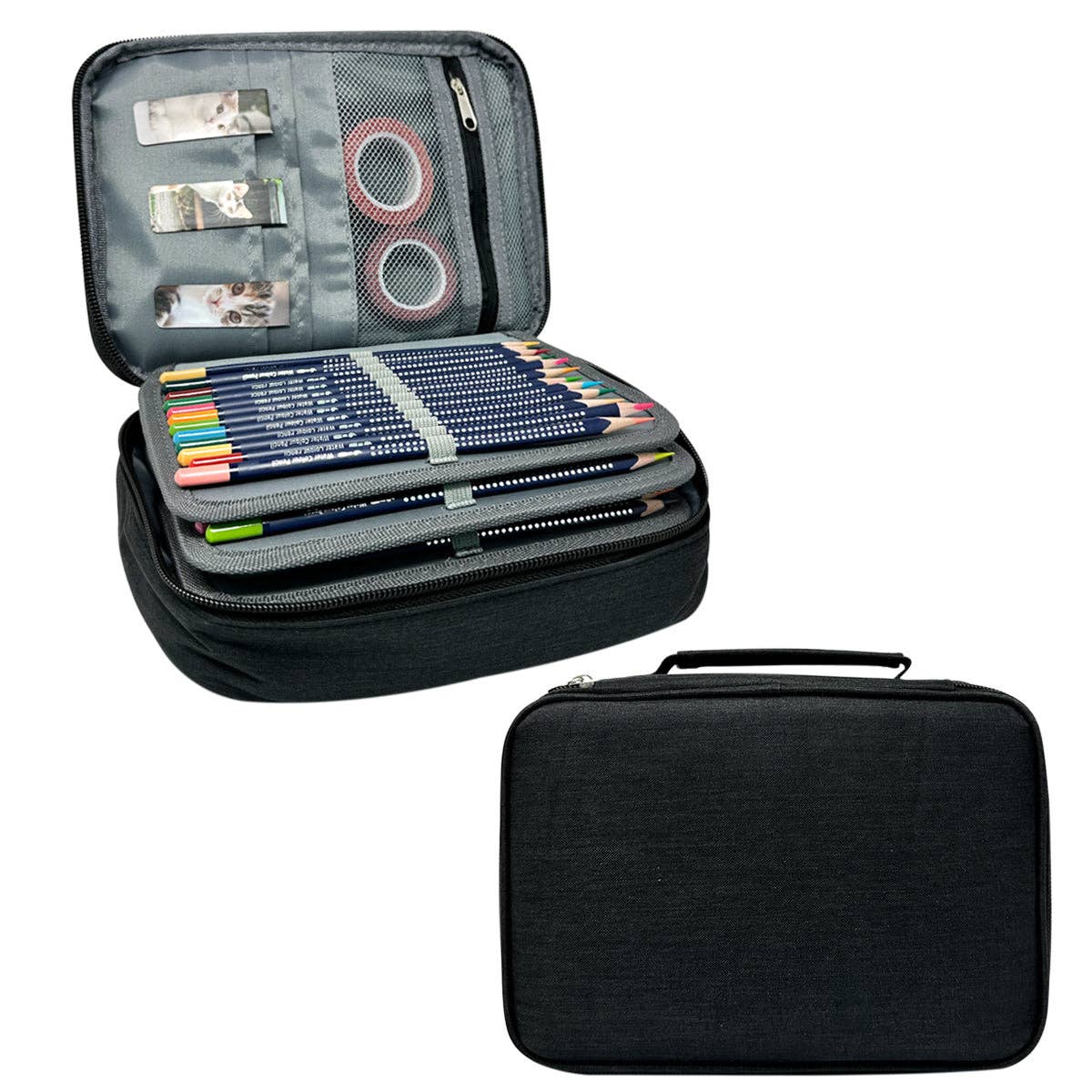 Wrapables.com - Wrapables Large Capacity 72 Slot Pencil Case - Black - The Merri Artist - merriartist.com