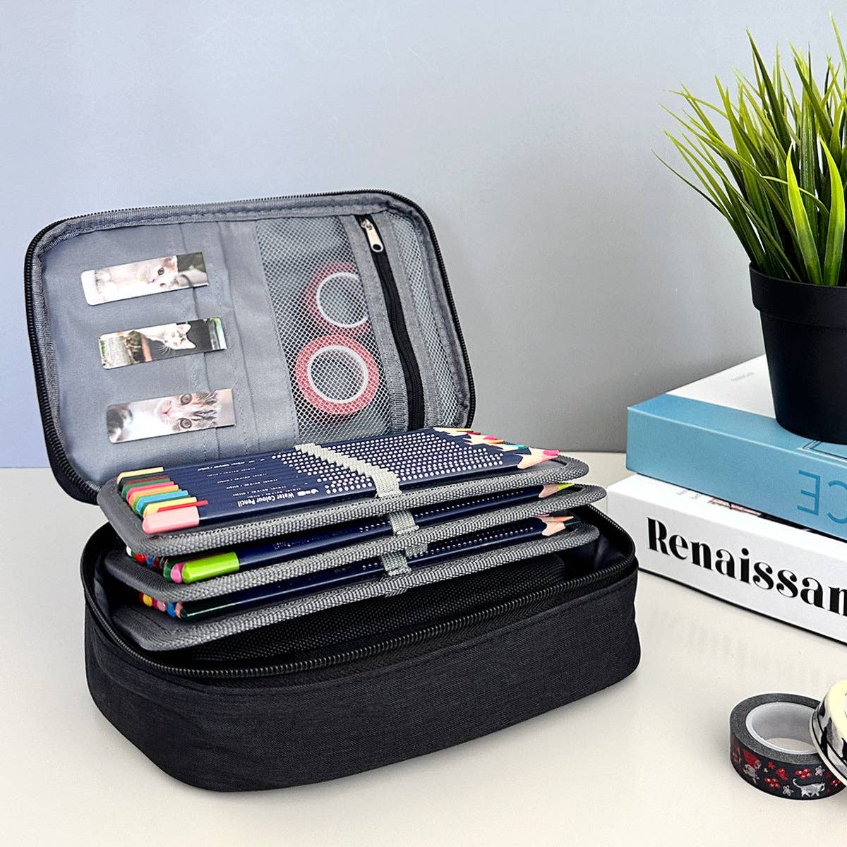 Wrapables.com - Wrapables Large Capacity 72 Slot Pencil Case - Lavender - The Merri Artist - merriartist.com