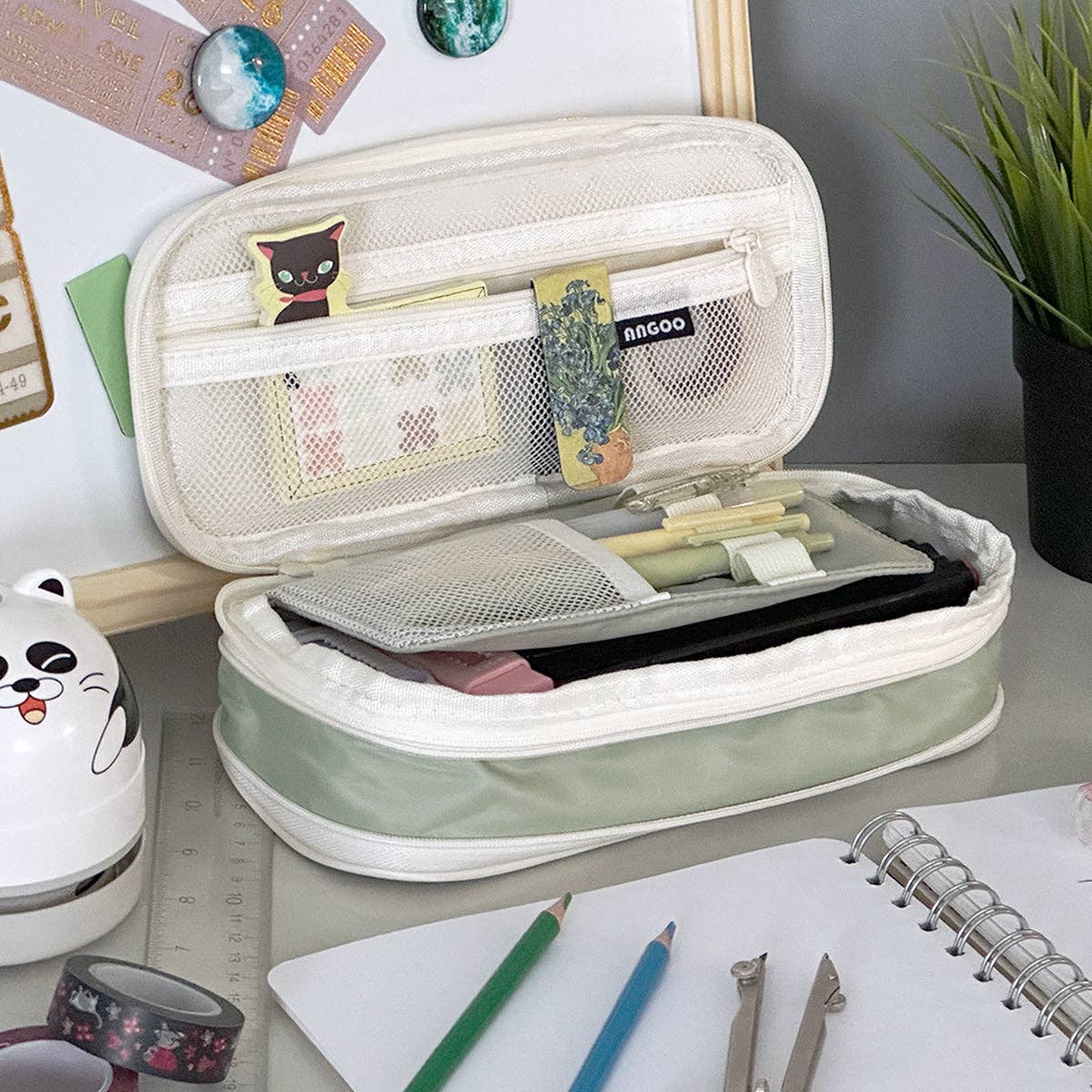 Wrapables.com - Wrapables Large Capacity Pencil Case Expandable Pencil Pouch - Aqua - The Merri Artist - merriartist.com