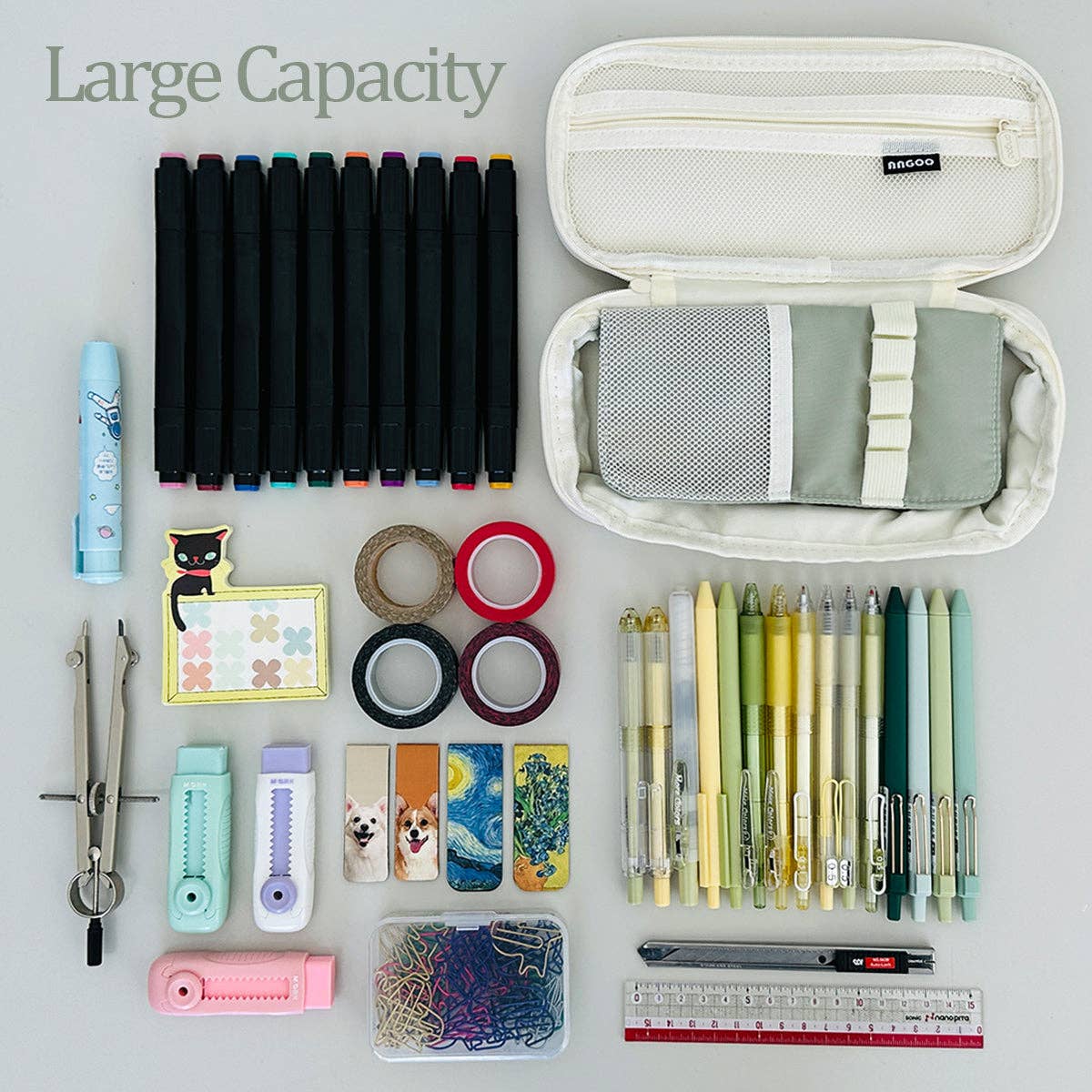 Wrapables.com - Wrapables Large Capacity Pencil Case Expandable Pencil Pouch - Lavender - The Merri Artist - merriartist.com