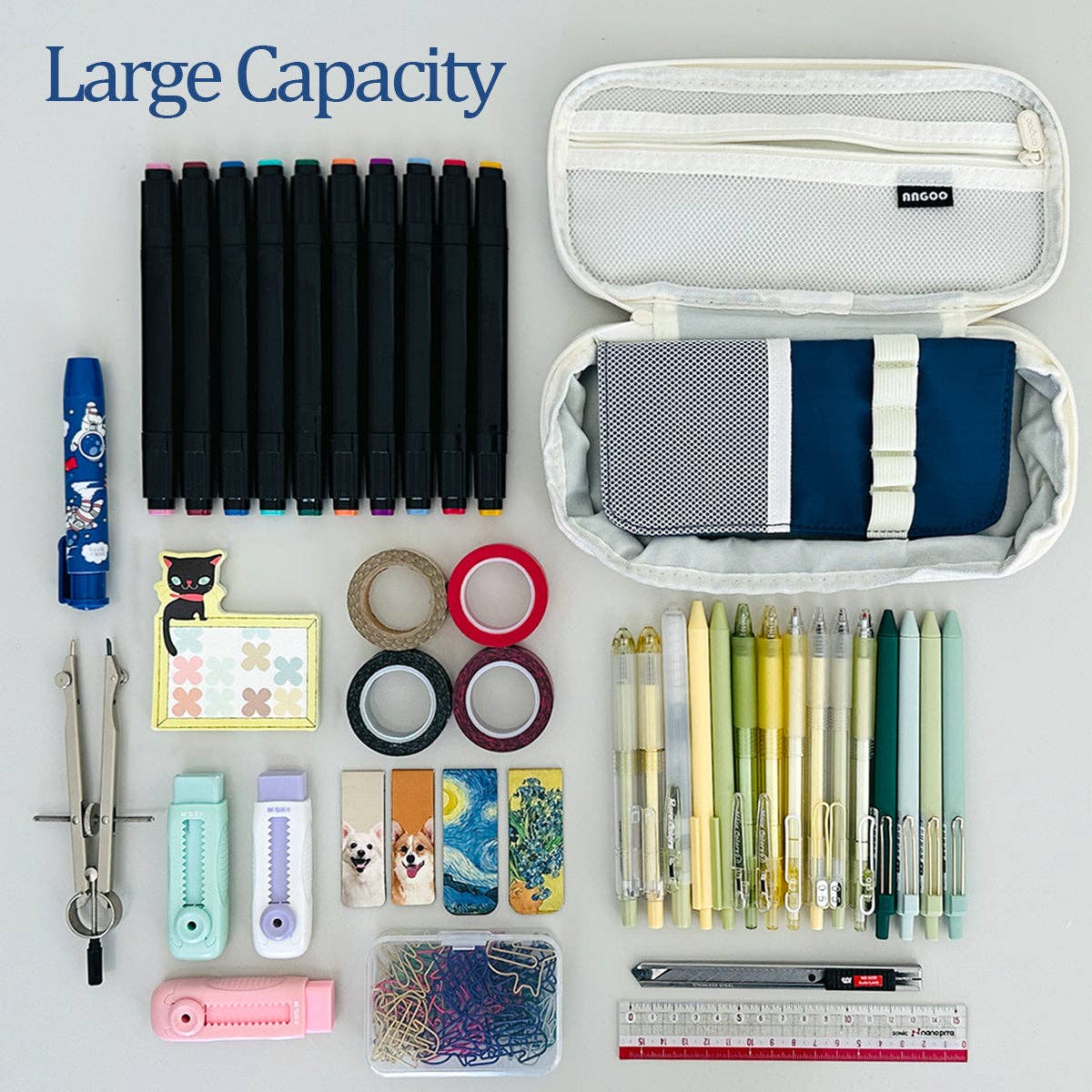 Wrapables.com - Wrapables Large Capacity Pencil Case Expandable Pencil Pouch - Lavender - The Merri Artist - merriartist.com