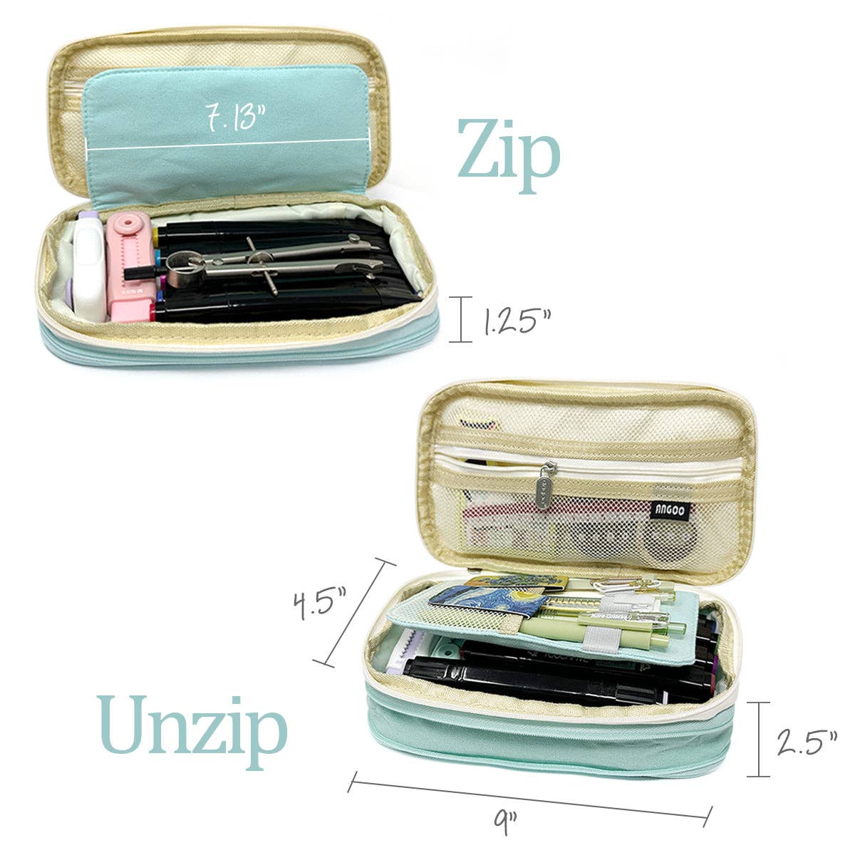 Wrapables.com - Wrapables Large Capacity Pencil Case Expandable Pencil Pouch - Lavender - The Merri Artist - merriartist.com