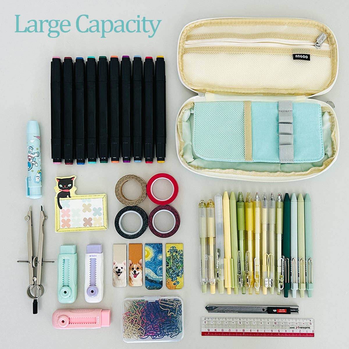 Wrapables.com - Wrapables Large Capacity Pencil Case Expandable Pencil Pouch - Lavender - The Merri Artist - merriartist.com