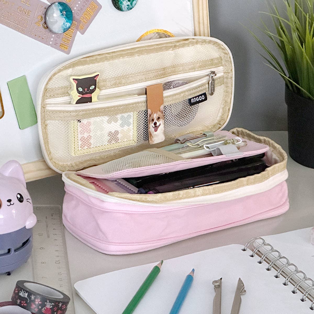 Wrapables.com - Wrapables Large Capacity Pencil Case Expandable Pencil Pouch - Lavender - The Merri Artist - merriartist.com